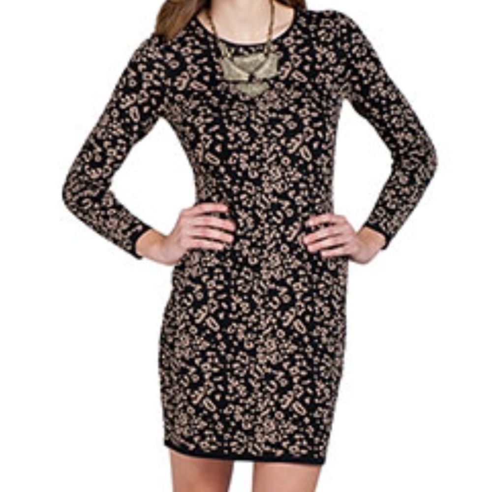 NWT B Mischka Leopard Sweater Dress